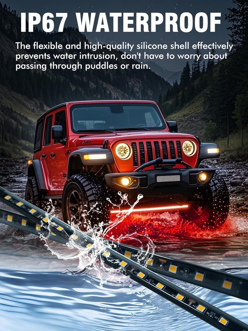 LEYMANRIYA 8 Pcs Car Led Light Strip IP67 Waterproof 11" Flexible Led Lights Underglow 12V for Car Motorcycle Boat Golf Cart Interior Exterior Decoration - Red - Image 5